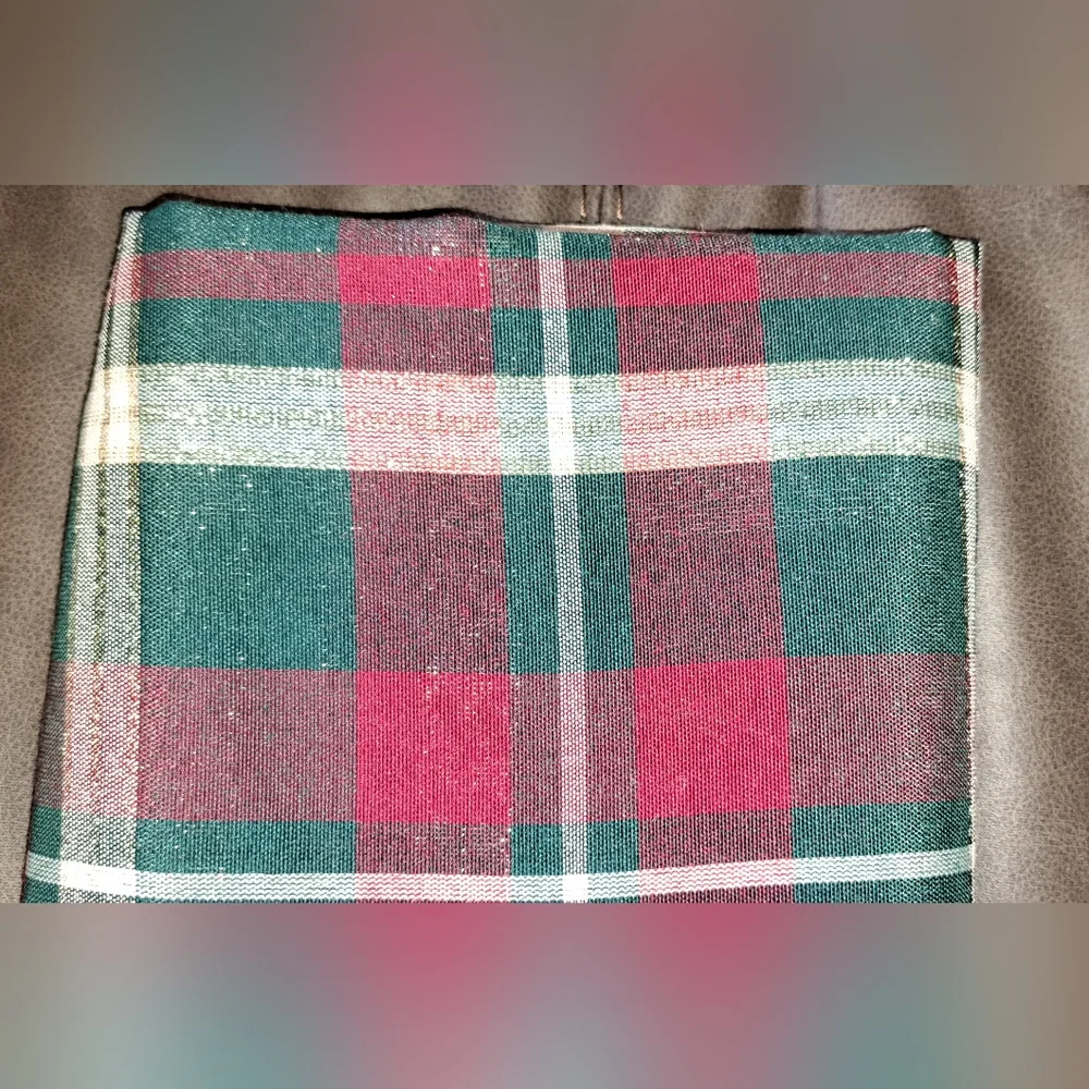 Vtg Christmas Holiday Plaid TableCloth Multicolor 60X52 Made in Taiwan